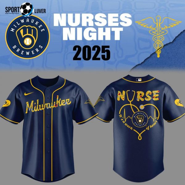 Milwaukee Brewers NURSES NIGHT Navy Baseball Jersey